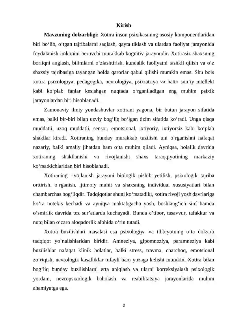 Xotiraning rivojlanishi va buzilishi 3