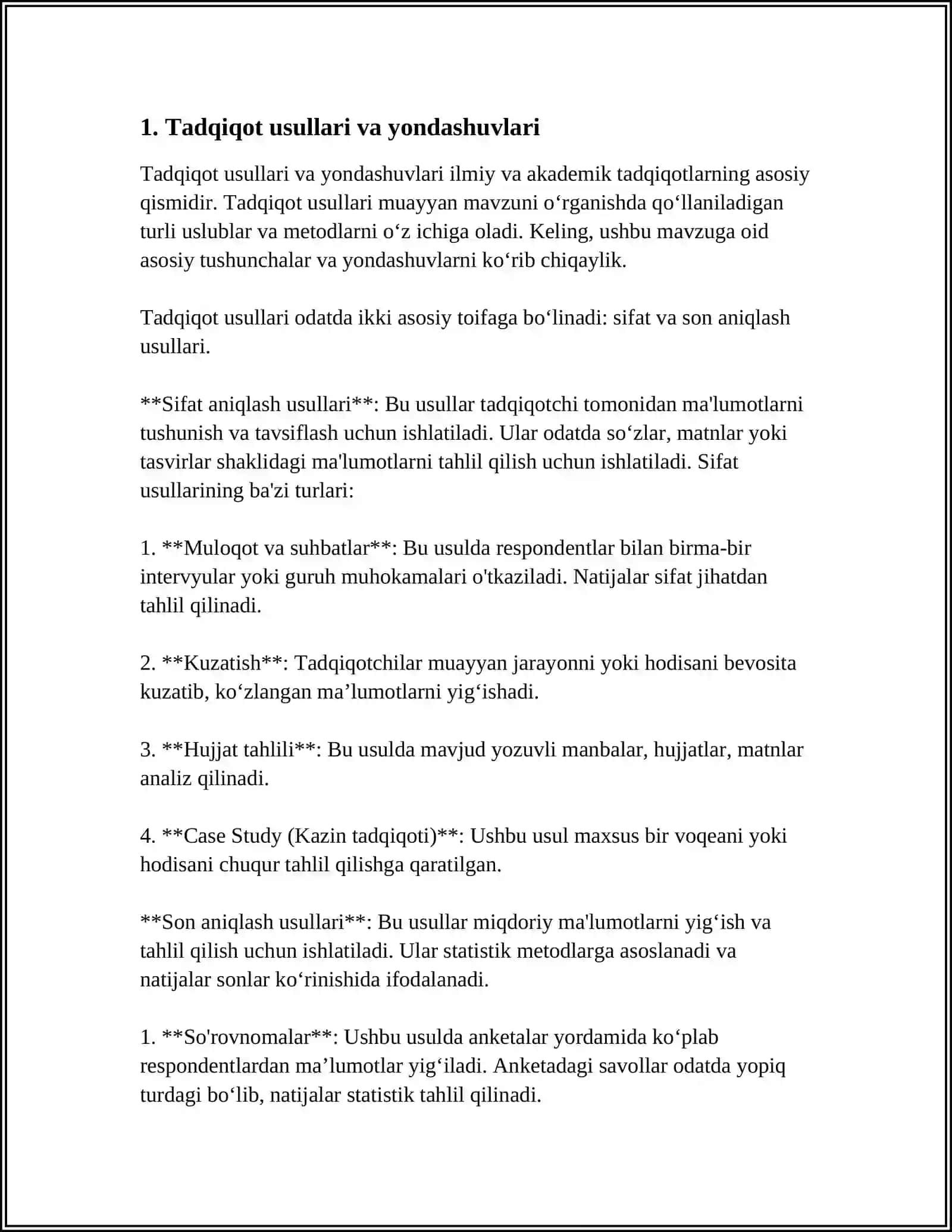 TURLAR VA YONALISHLARNI ISHLAB CHIQISH 3
