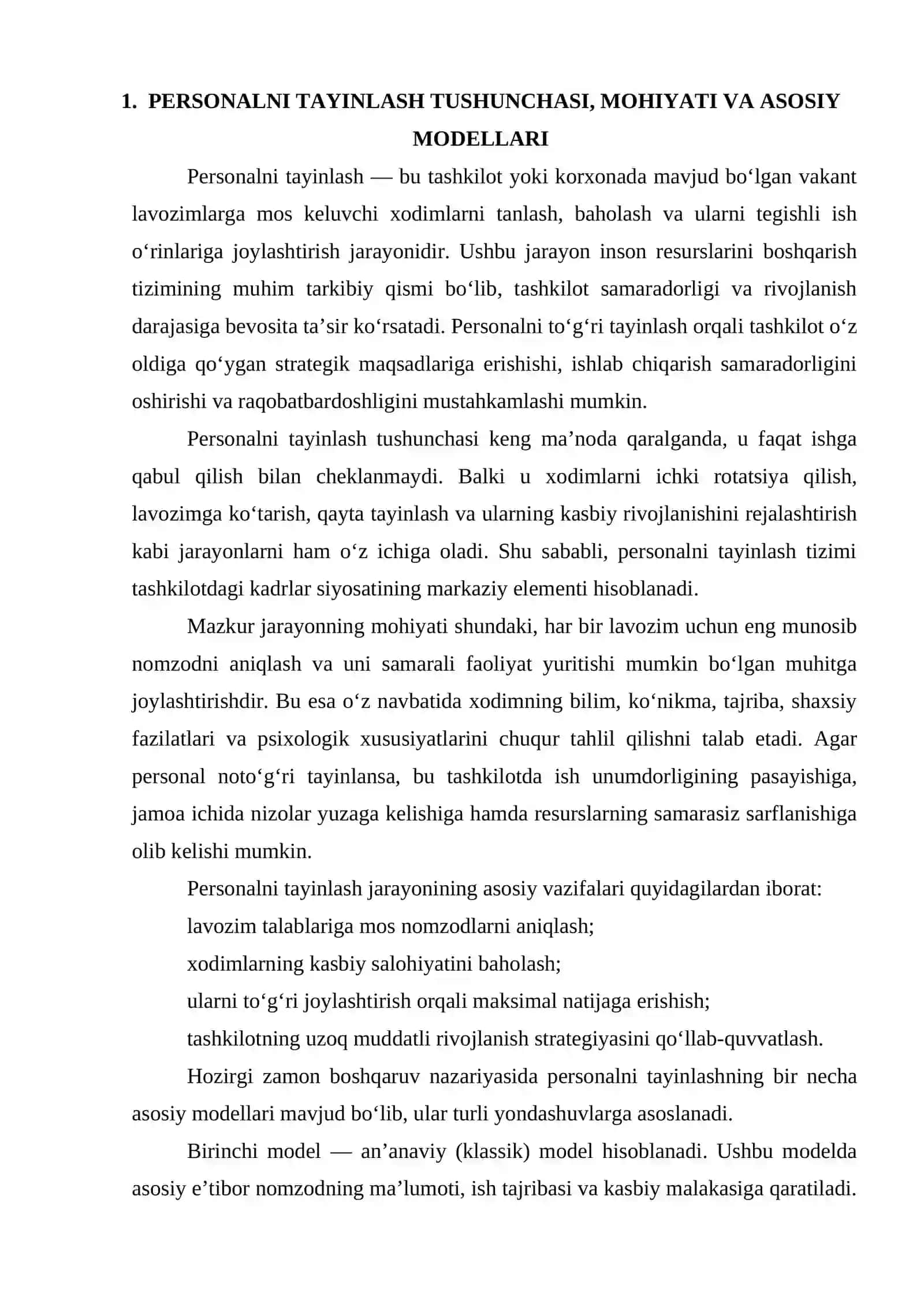 PERSONALNI TAYINLASH MODELLARI VA MEXANIZMLARI. KOREYA MODELLARI 3