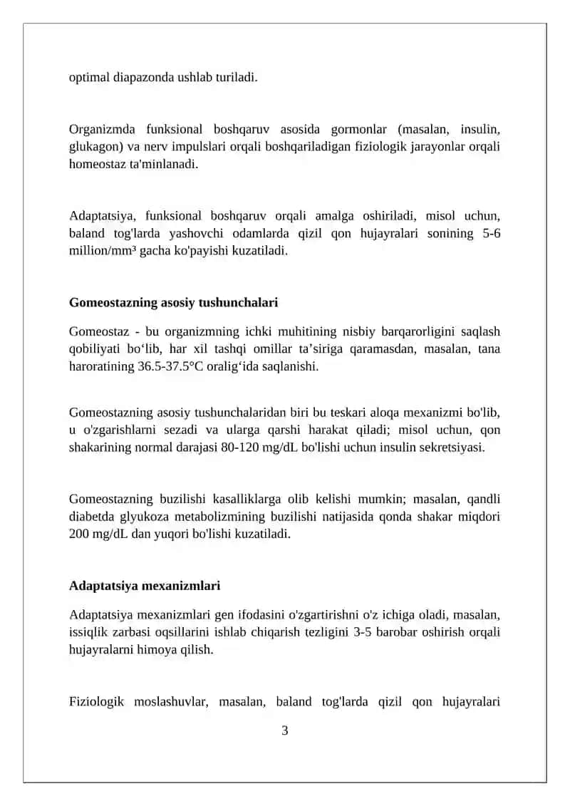 Organizmlar oʻz oʻzini boshqarishi 3