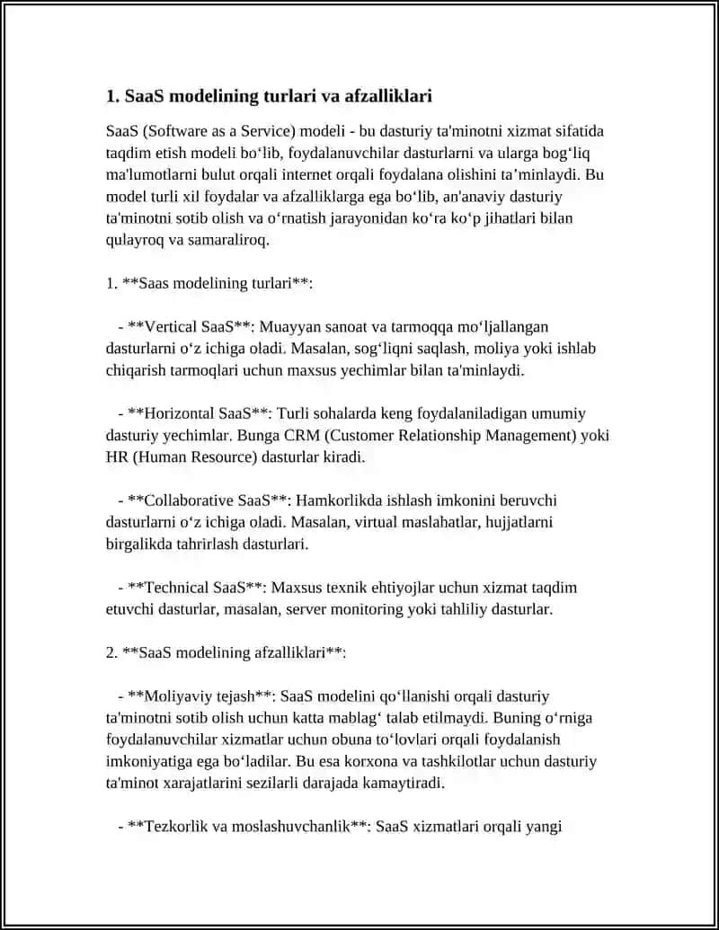 BULUTLI YECHIMLAR (SAAS) VA BULUTLI INFRATUZILMASI (IAAS). RAQAMLI PLATFORMALAR (PAAS) 3