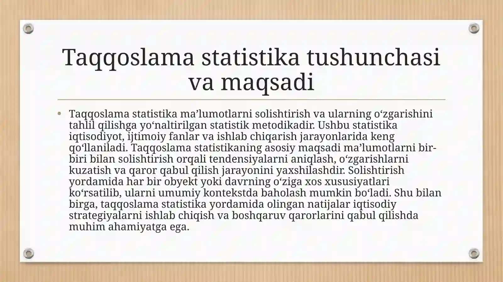 Taqqoslama Statistika 3