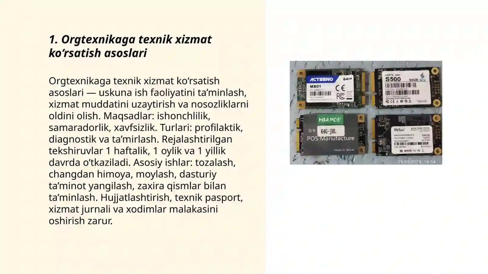 Orgtexnikaga texnik xizmat ko‘rsatish asoslari 3