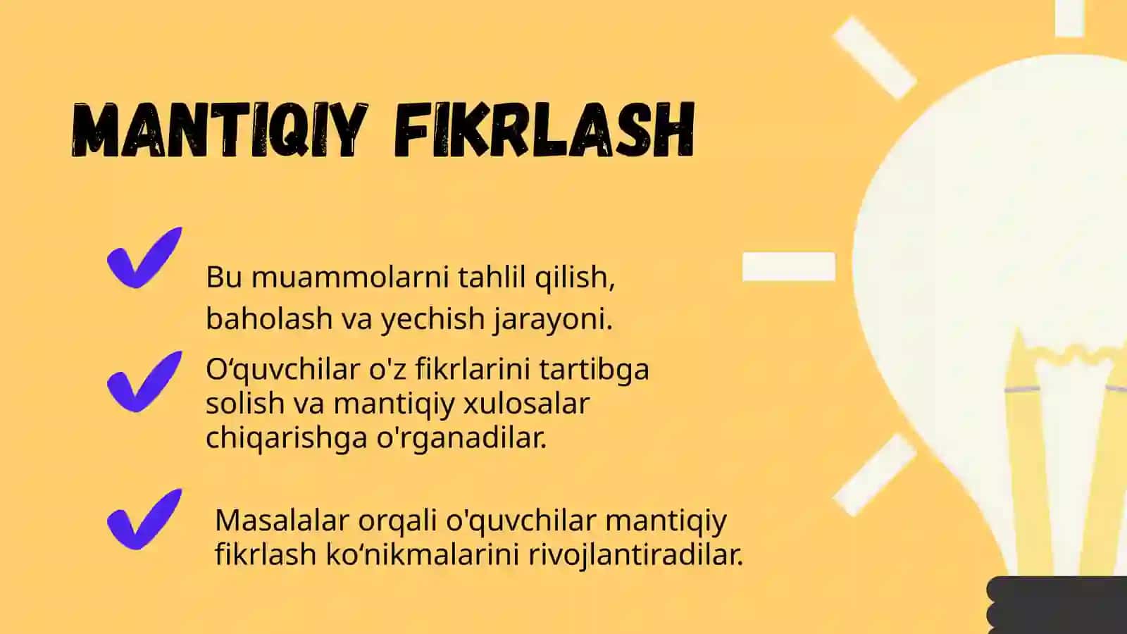 Mantiqiy fikrlashga oid masalalar ustida ishlash 3