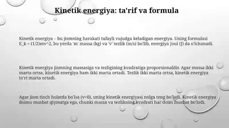 Moddiynuqtaningkenetikenergiyasiningoʻzgarishi 3
