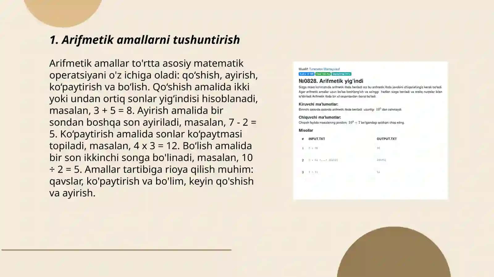 Arifmetik Masala Tuzilishi Bilan Tanishtirish 3