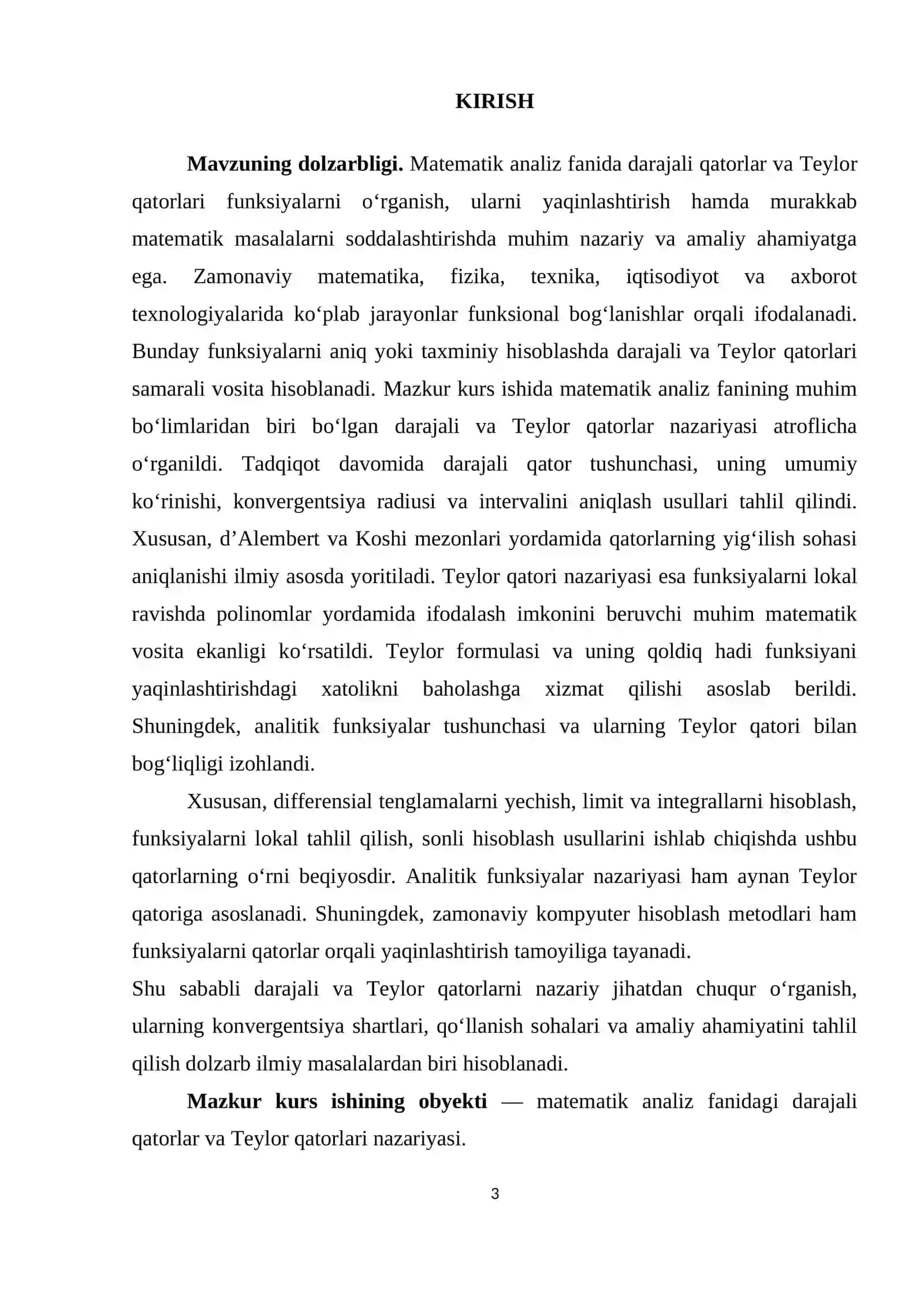 DАRАJАLI VА TЕYLОR QАTОRLАR 3