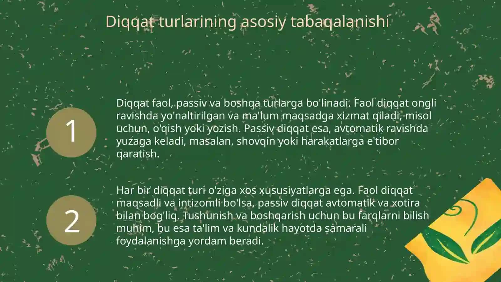 Diqqat turlari va uning xususiyatlari 3