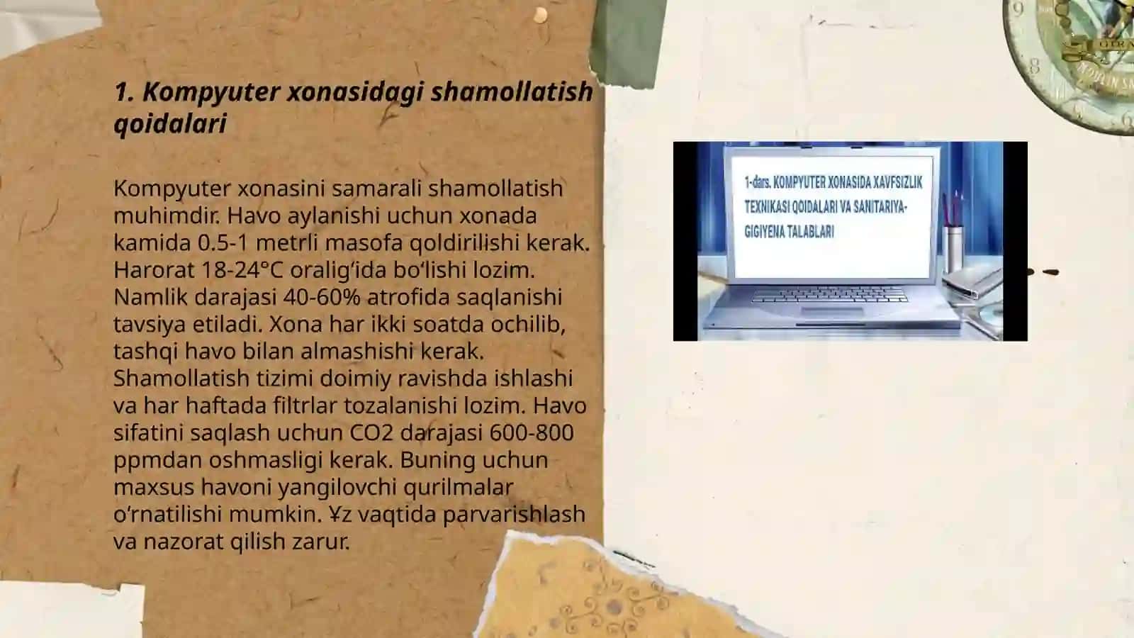 Kompyuter xonasidagi shamollatish qoidalari 3