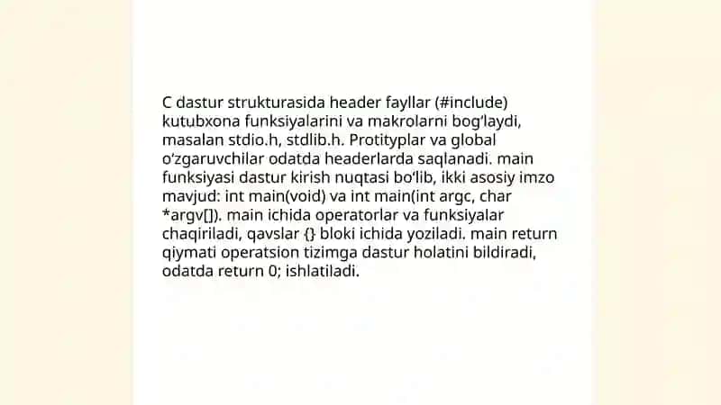 C dasturlash tili sintaksisi va funksional yondashuvi 3
