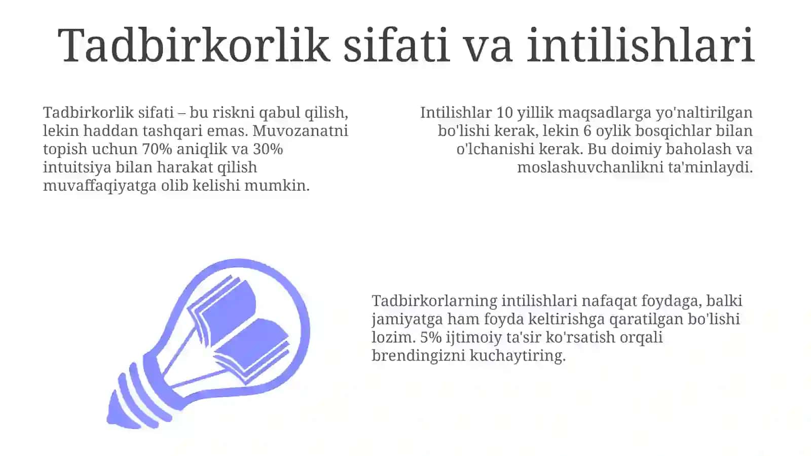 Tadbirkorlik sifatlari va intilishlari 3