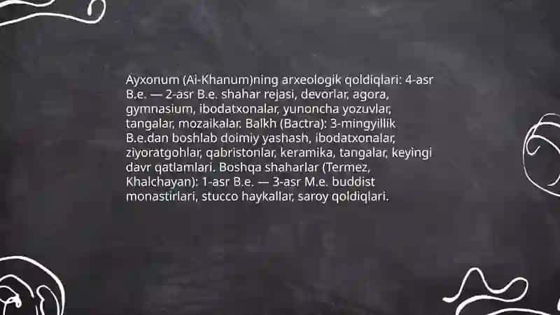 Koʻhna Baqtriya madaniyati arxeologik topilmalarda 3