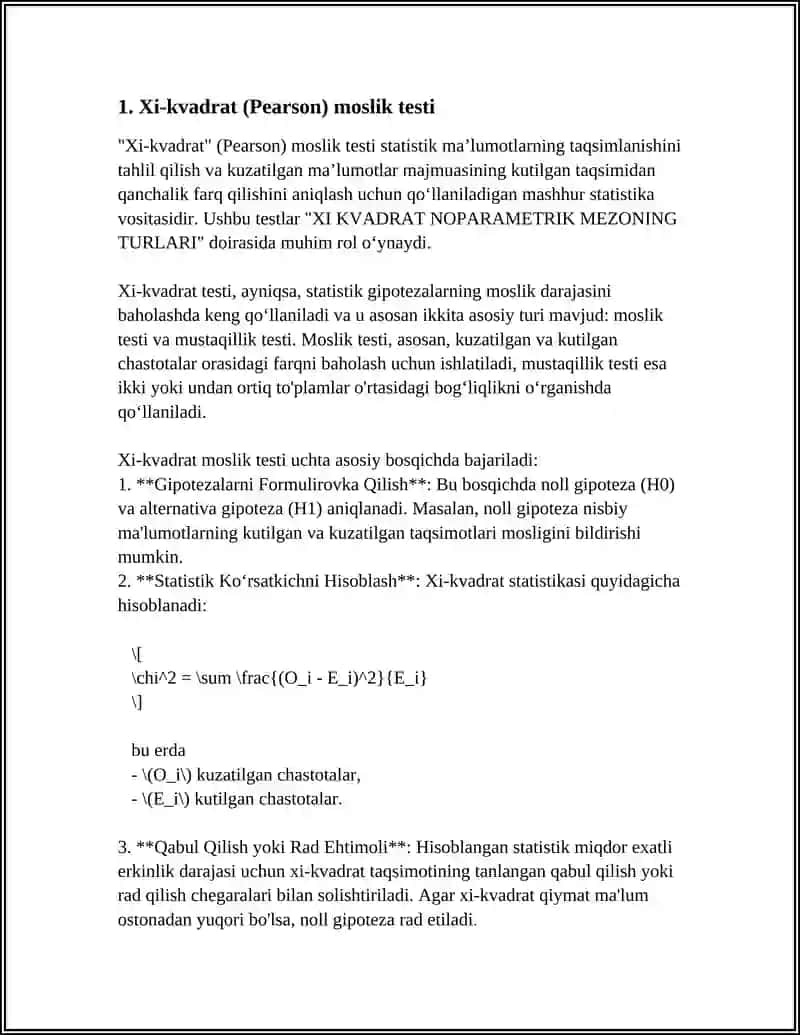 XI KVADRAT NOPARAMETRIK MEZONING TURLARI 3
