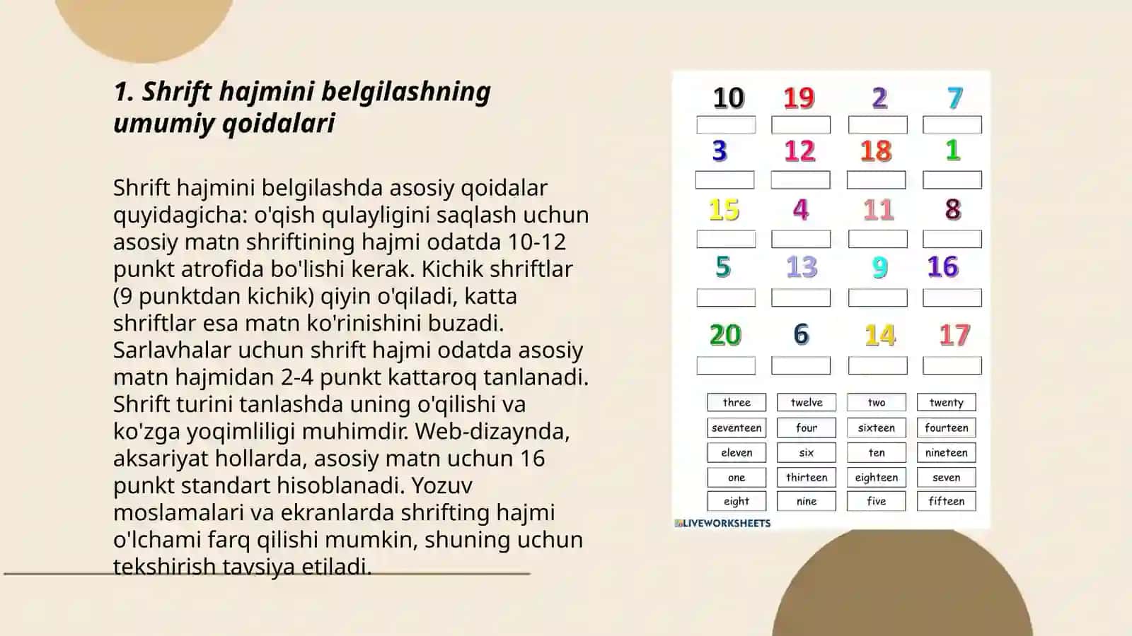 Nashr qilish uchun shrift hajmini tanlash qoidalari 3