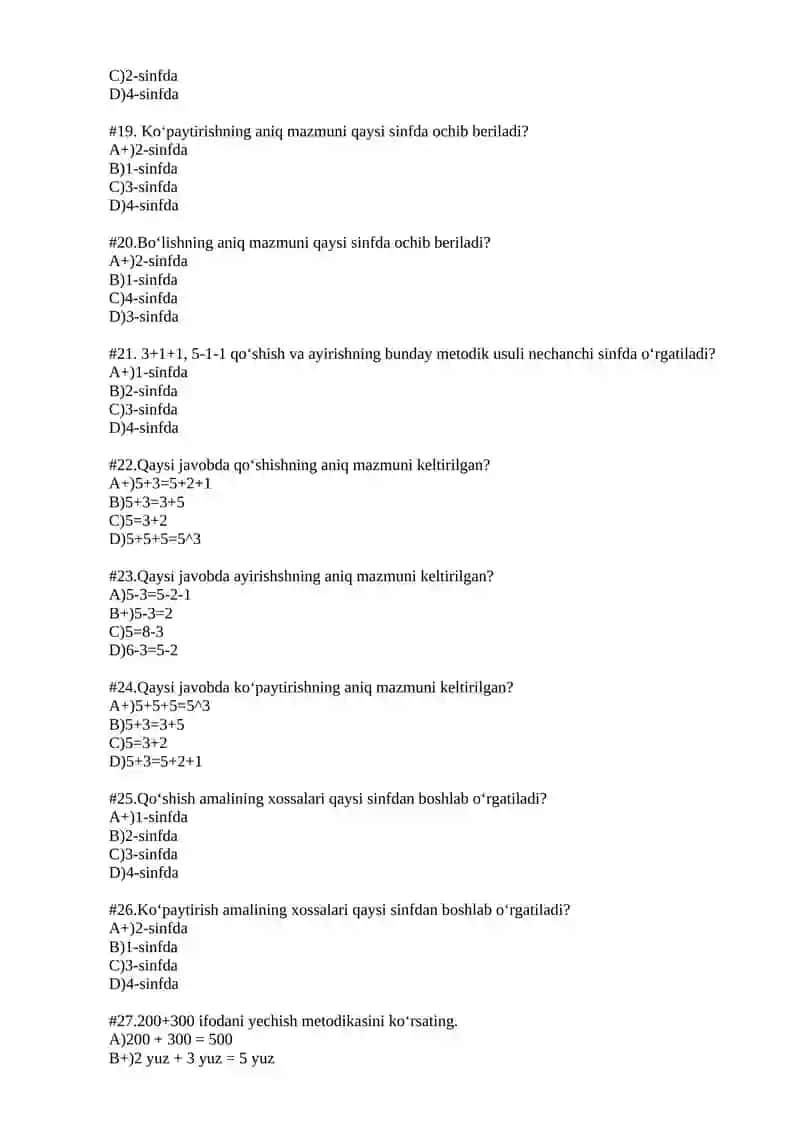 Matematika o‘qitish metodikasi fanidan TEST TOPSHIRIQLARI 3
