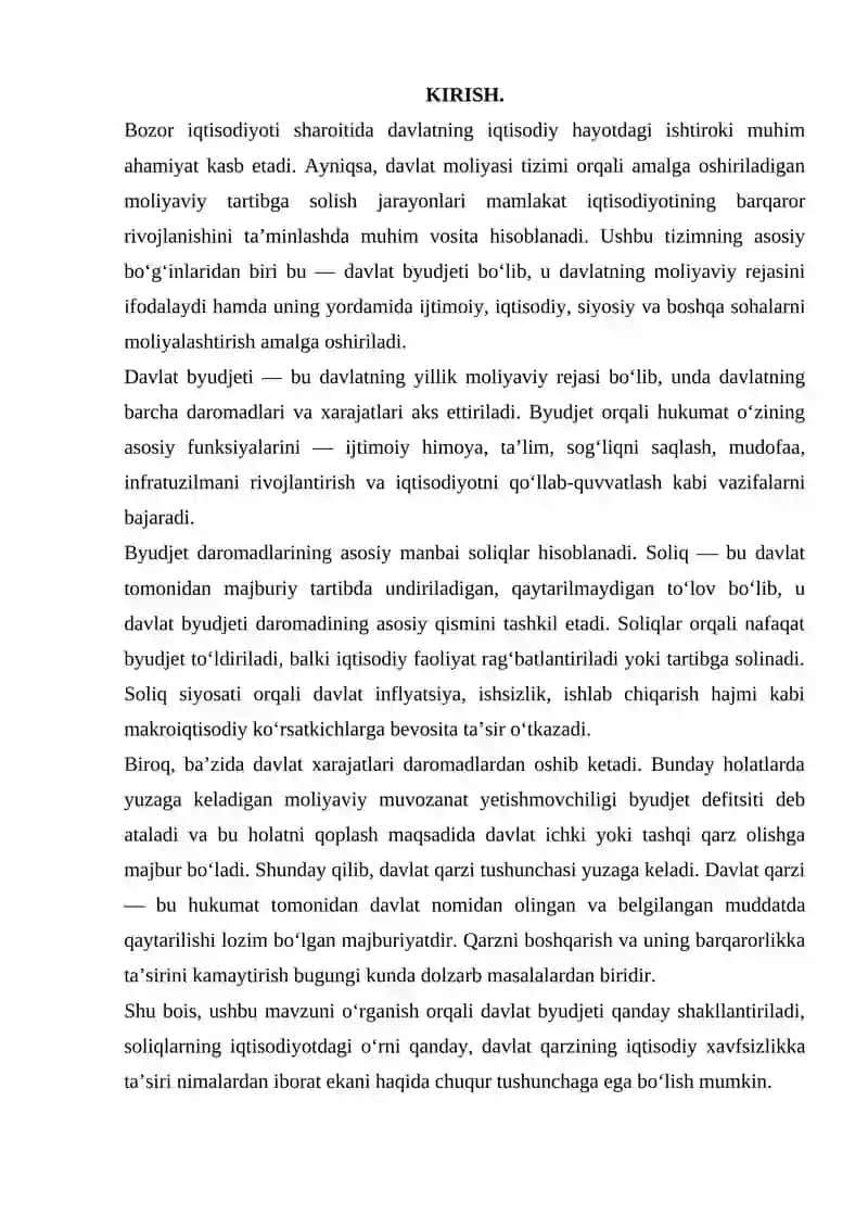 DAVLAT BUYUDJETI SOLIQLARI VA DAVLAT QARZI 3