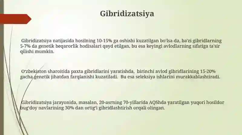 O'simliklar seleksiyasi 3