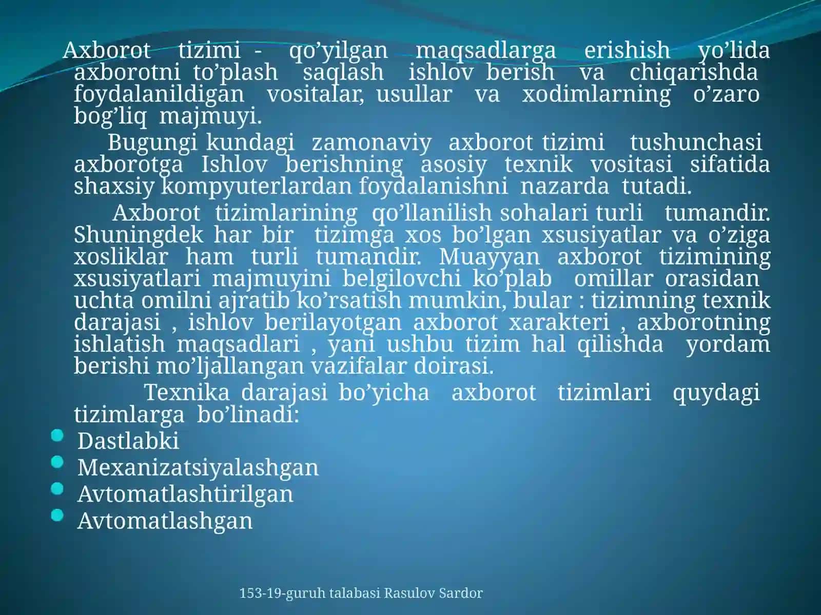 Axborot tizimi tushinchasi 3