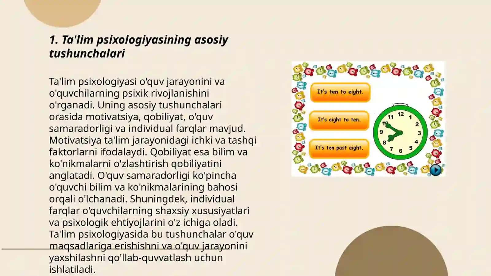 Ta'lim psixologiyasi o'quv faoliyati 3