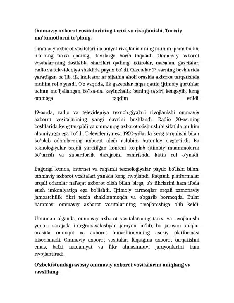 Ommaviy axborot vositalarining tarixi va rivojlanishi 3