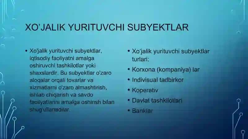 XO'JALIK YURITUVCHI SUBYEKTLAR 3