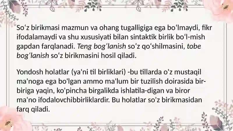 So’z birikmasining unga yondosh birliklardan farqi 3