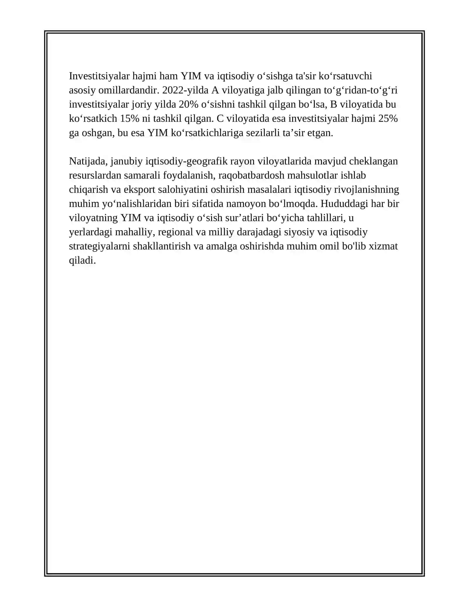 JANUBIY IQTISODIY GEOGRAFIK RAYONI VILOYATLARINI IJTIMOIY IQTISODIY RIVOJLANISHINI TAQQOSLASH 3