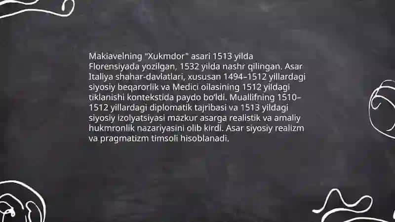 Makiavelning "Xukmdor" asari 3