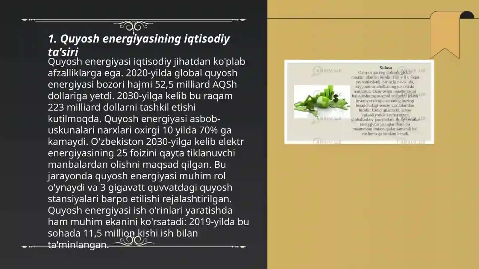 Quyosh energiyasining iqtisodiy ta'siri 3
