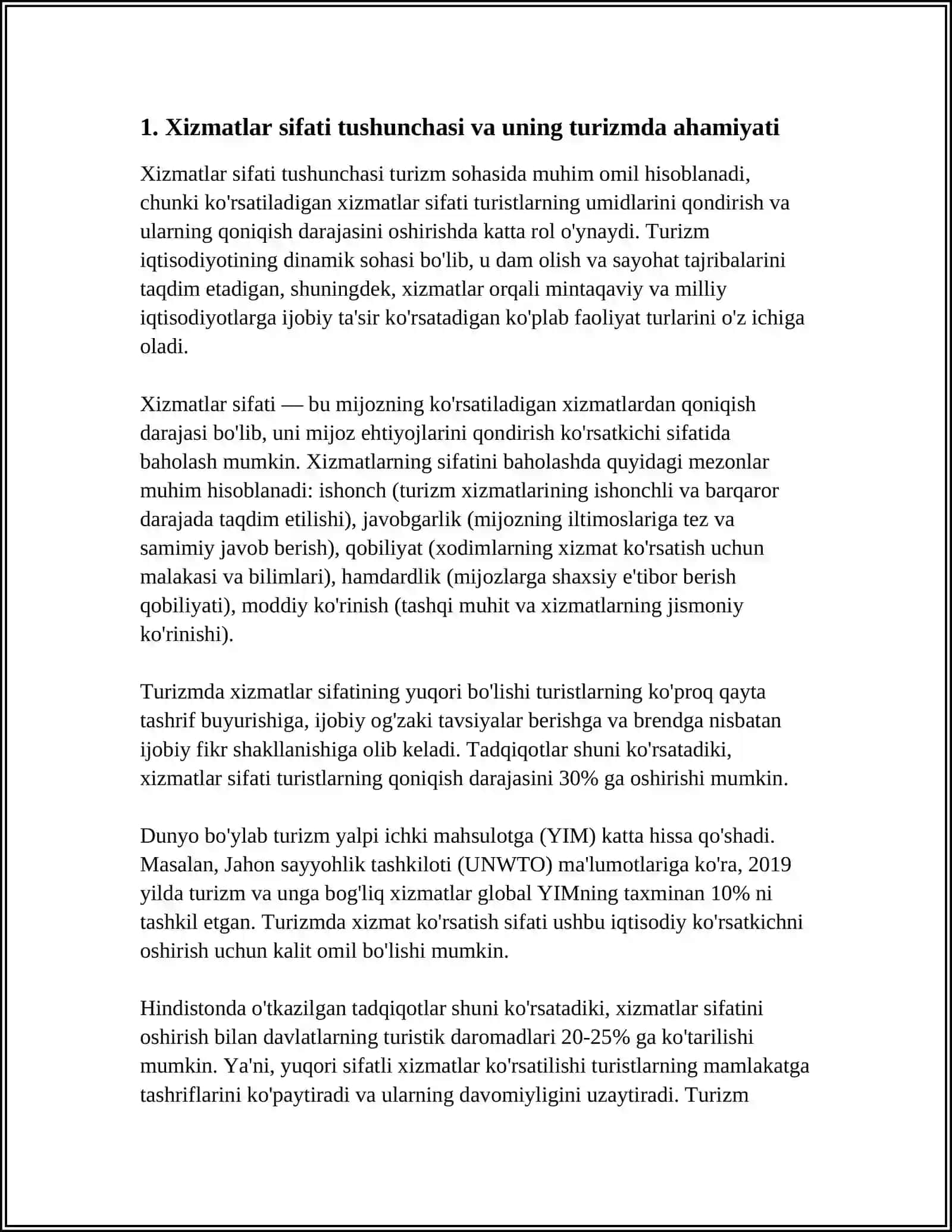TURIZMDA XIZMATLAR SIFATINI BAHOLASH 3