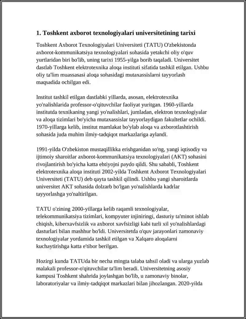 Toshkent Axborot Texnologiyalari Universiteti Samarqand Filiali Referat 3
