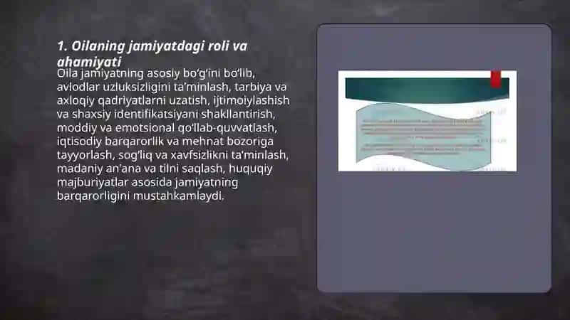 Oila jamiyatning asosiy boʻgʻini 3