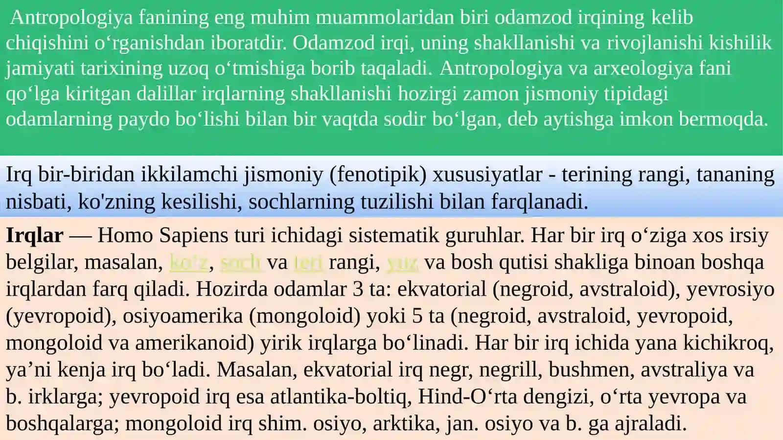 Antropologiyada irqlar va uning dinamikasi masalasi 3