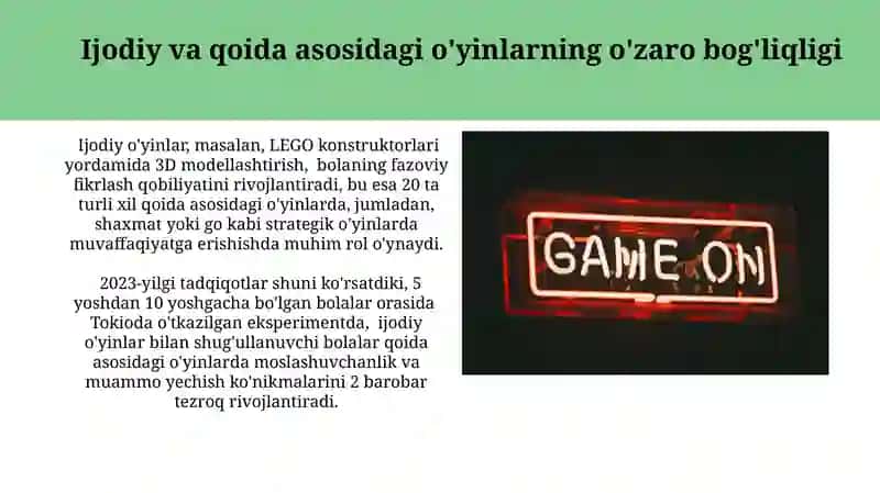 Ijodiy va qoidali o'yinning ahamiyati 3