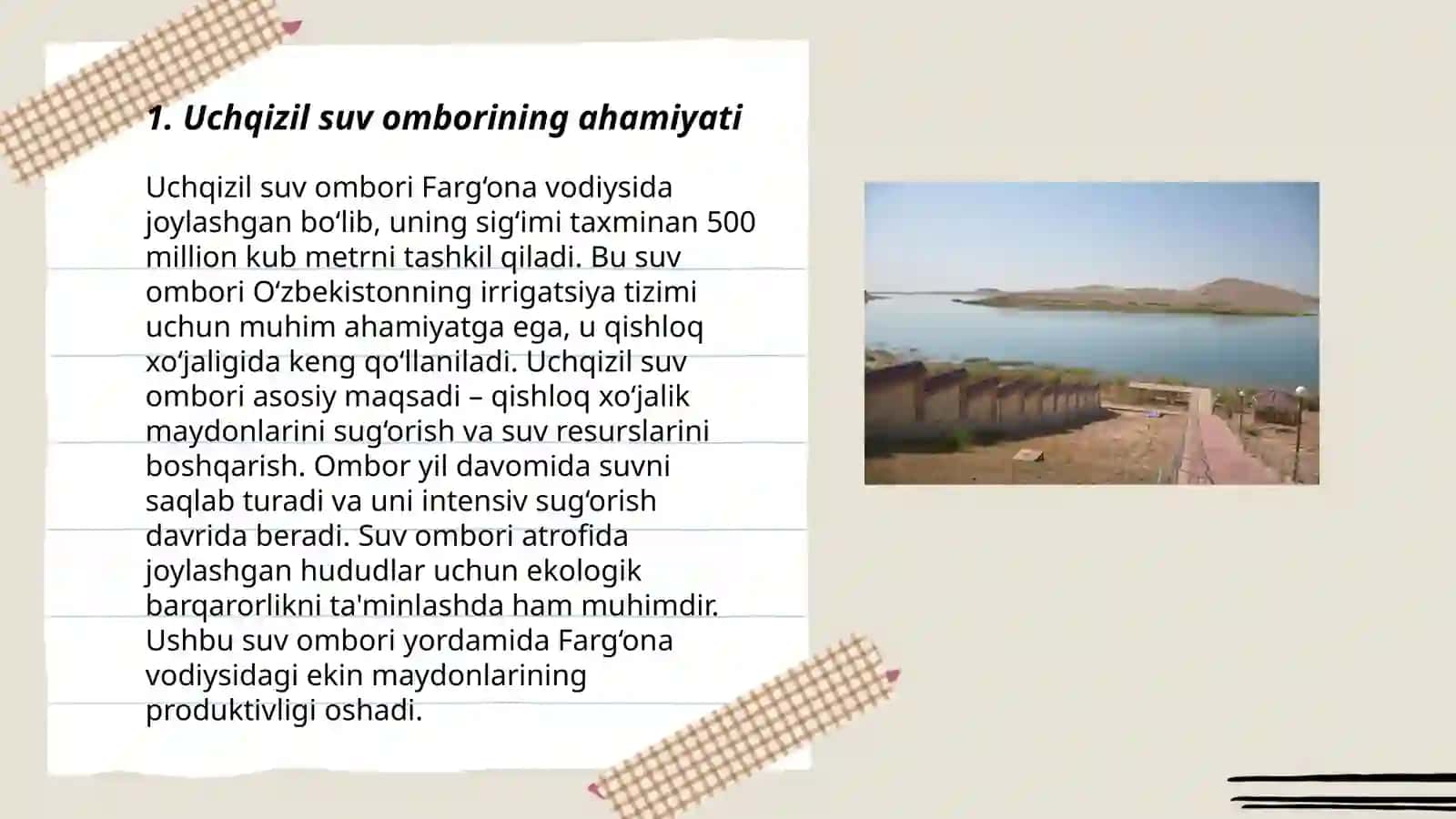 Uchqizil suv ombori 3
