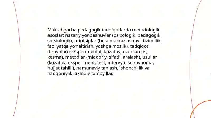Maktabgacha pedagogika fanining tadqiqot metodlari 3