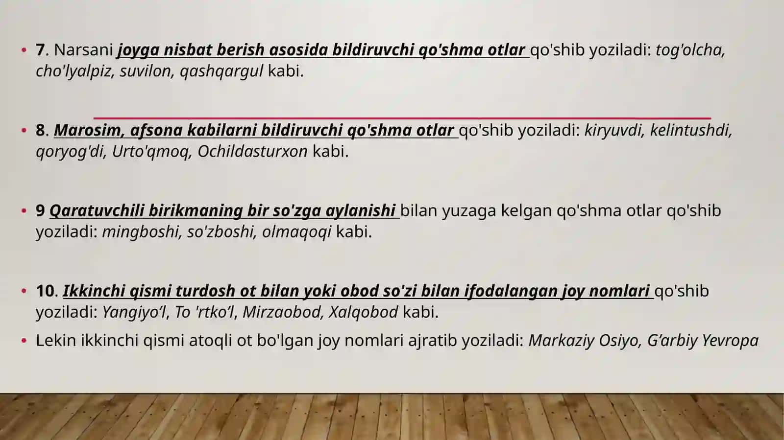 Qo'shib yozish va ajratib yozish qoidalari 3