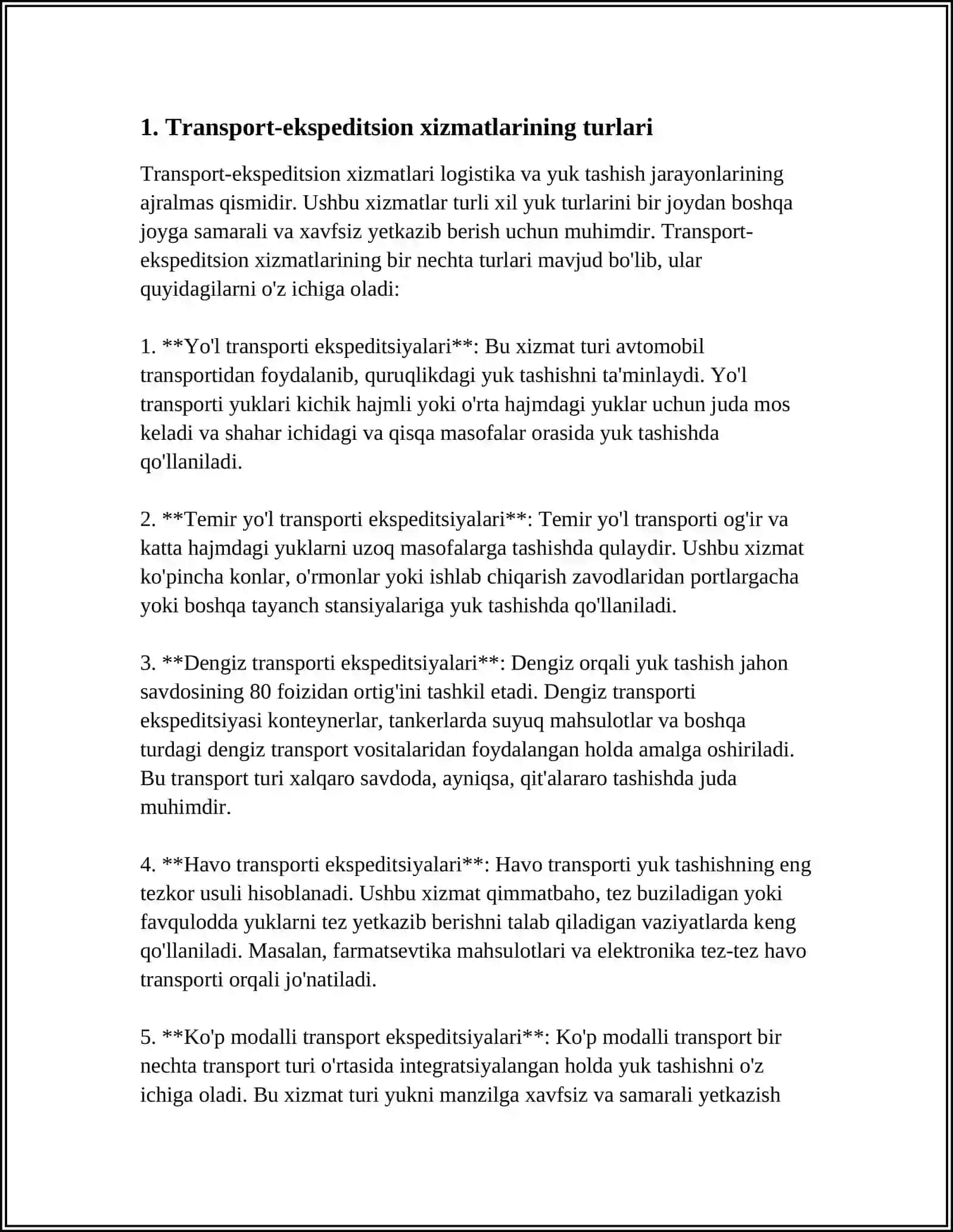TRANSPORT-EKSPEDITSION XIZMATLAR TIZIMLARI 3