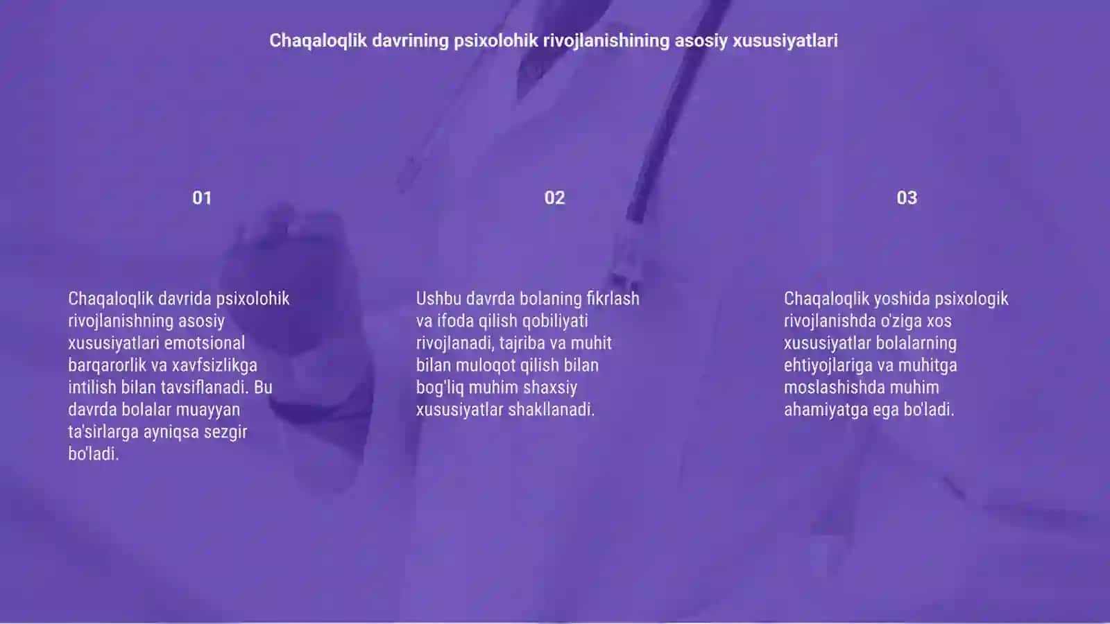 Chaqaloqlik davrida pisiholohik rivijlanishga hos xususiyatlat 3