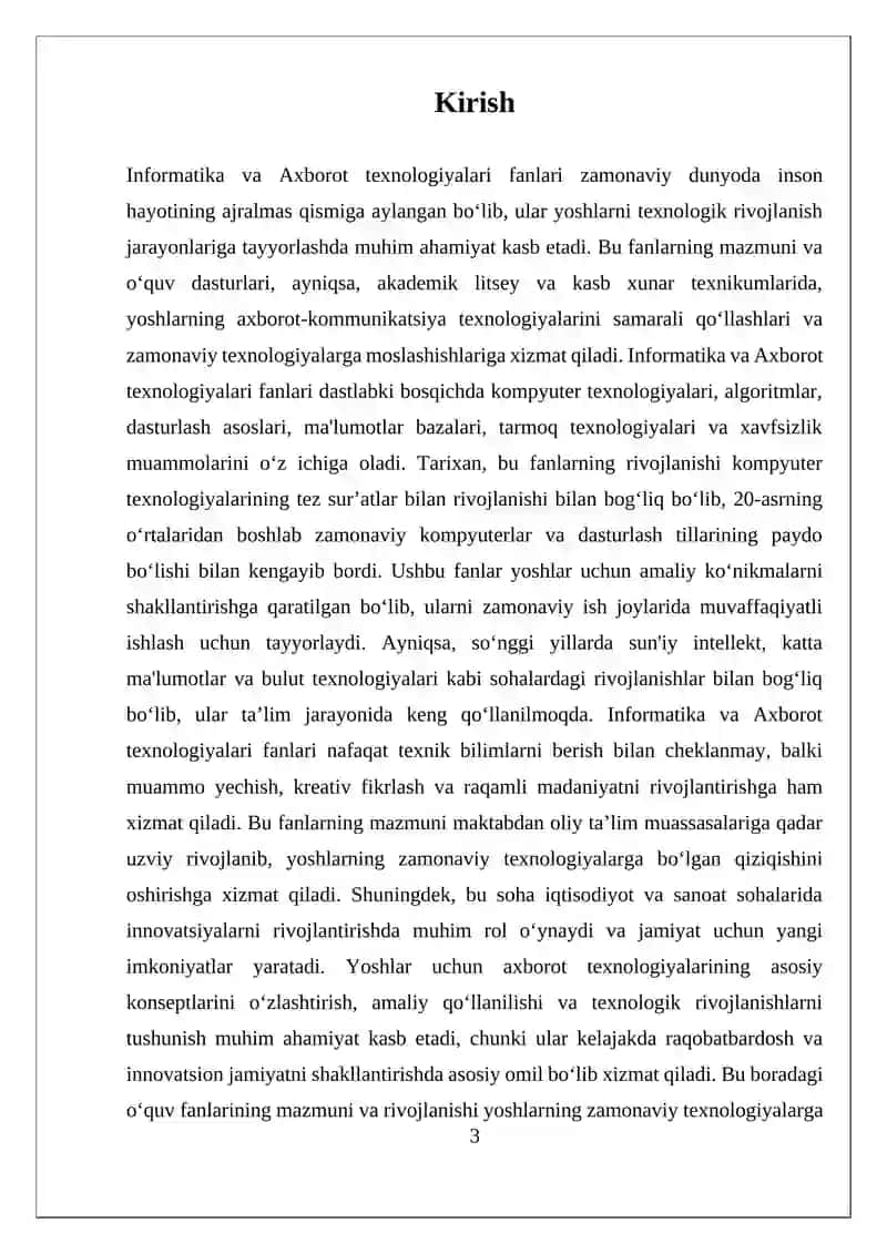 Informatika va axborot texnologiyalari fanlari 3