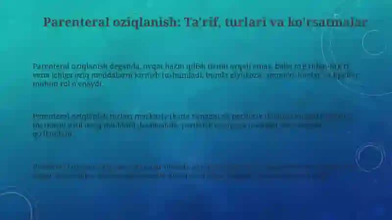 Parinetral ovqatlanish va uning klinik ahamiyati 3