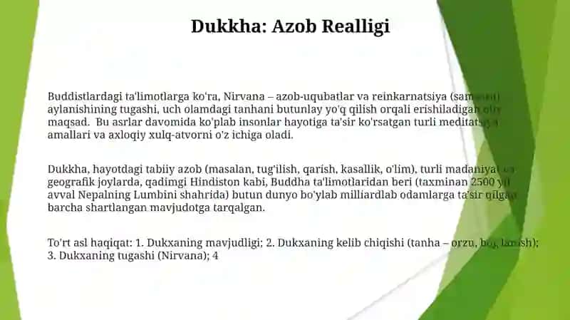 Buddizm ta'limoti haqiqati va nirvana maqsadi 3