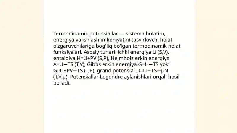 Termodinamik potensiallar 3