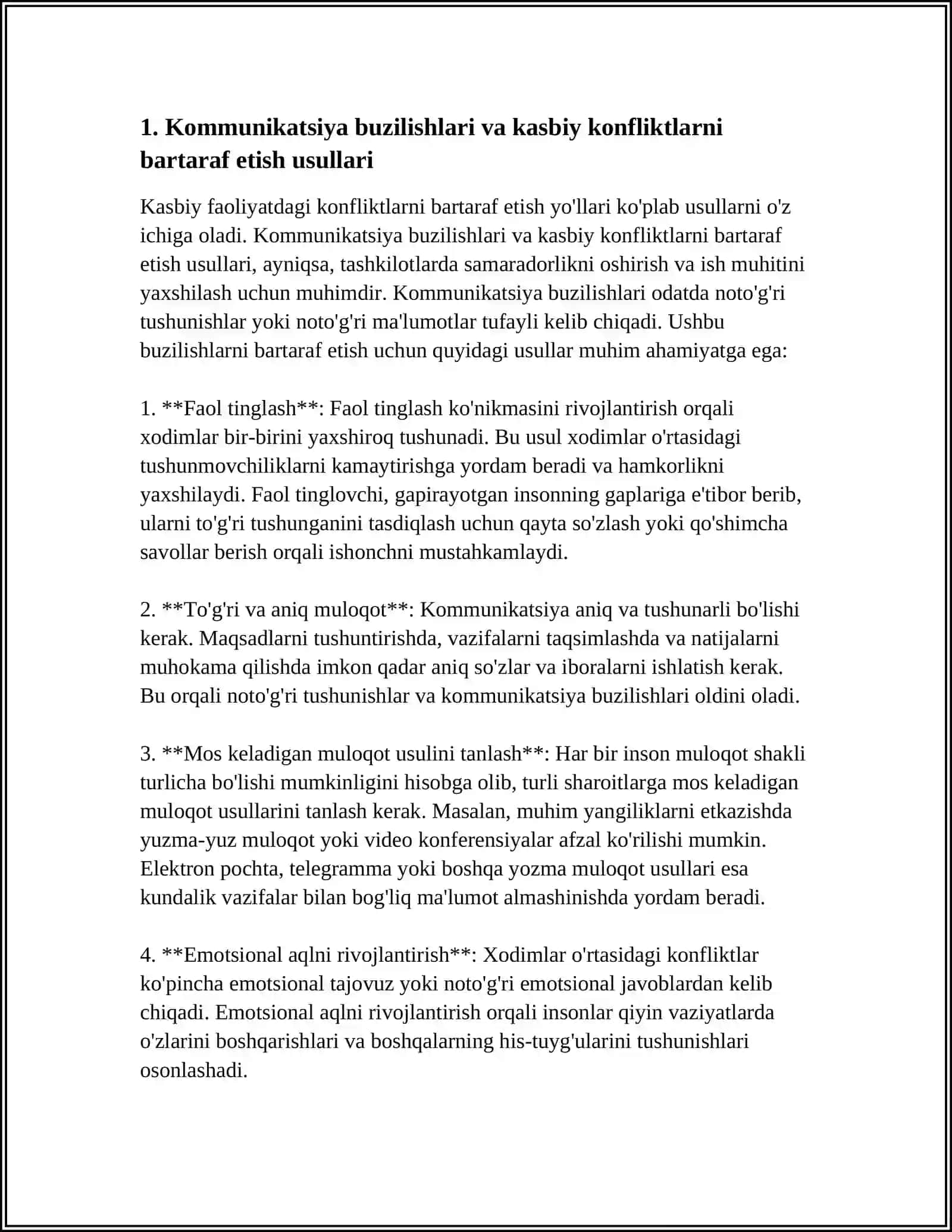Kommunikatsiya buzilishlari va kasbiy konfliktlarni bartaraf etish usullari 3