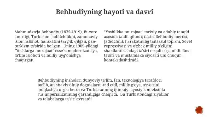 "Yoshlarga murojaat" maqolasi tahlili 3