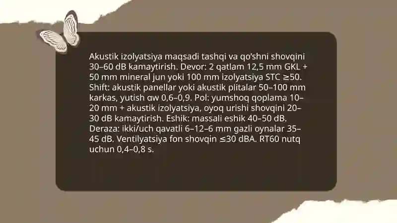 Akustik izolyatsiya va ovoz izolyatsiyasi 3