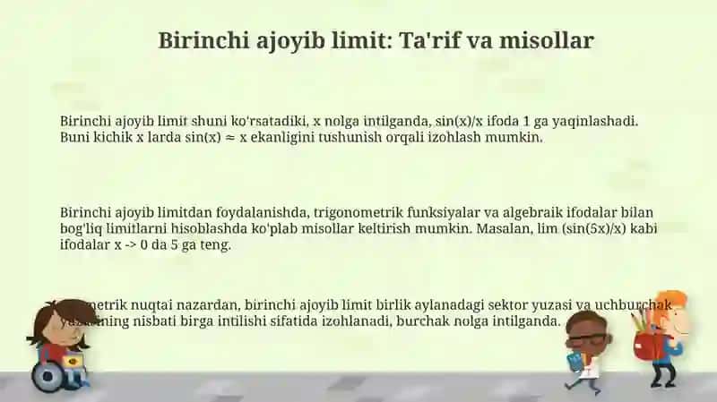 Birinchi va ikkinchi ajoyib limitlar 3