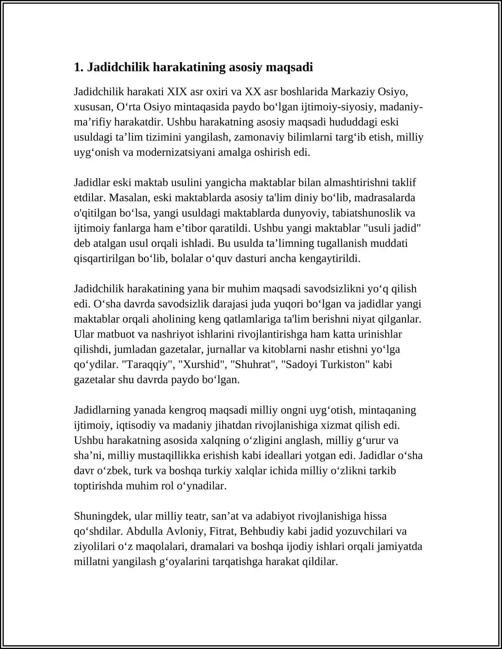 JADIDCHILIK HARAKATINING SOTSIAL MOHIYATI 3
