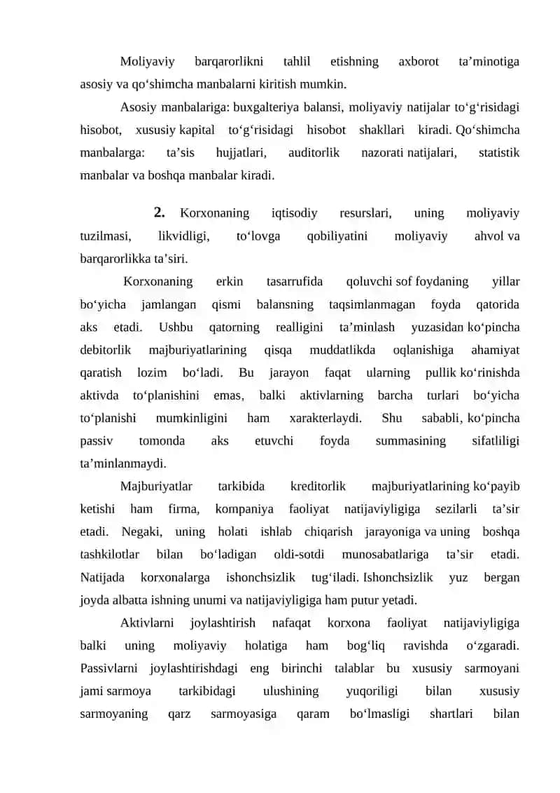Korxonaning o'z oborot mablag'lari bilan ta'minlanganlik tahlil 3