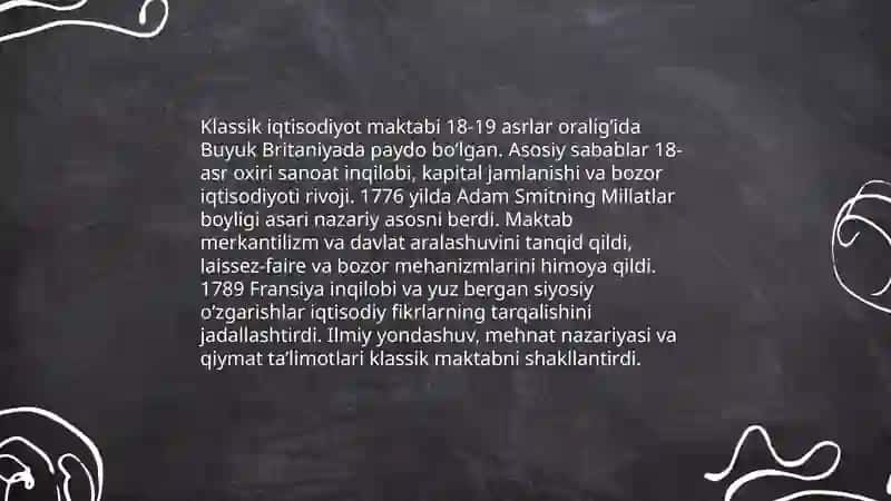 Klassik iqtisodiyot maktabning to‘la shakllanishi 3